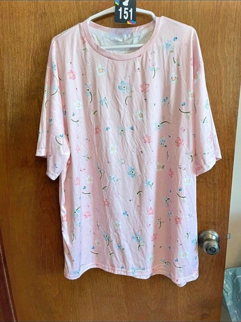 Floral Short Sleeve Tee in Pink & White Size XL Like New